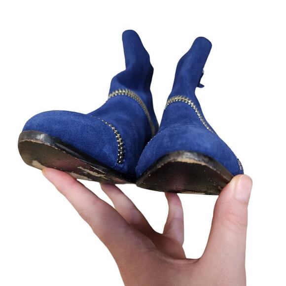 Giuseppe Zanotti Blue Suede Guns 55 Zip Detail Ankle Boots Size 38.5 - Picture 7 of 8